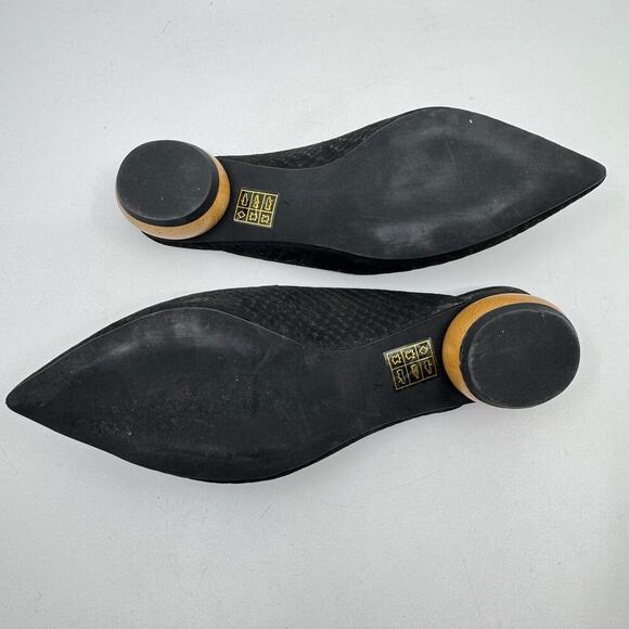 JEFFREY CAMPBELL Vionit Pointed Toe Leather Snakeskin Wood Heel Mule Loafers - Picture 6 of 9